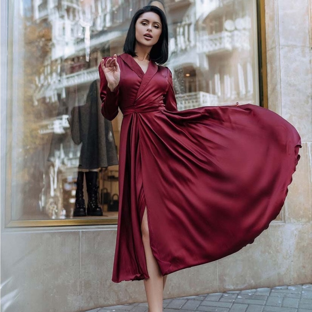 Burgundy Wrap Dress, Custom Etsy order